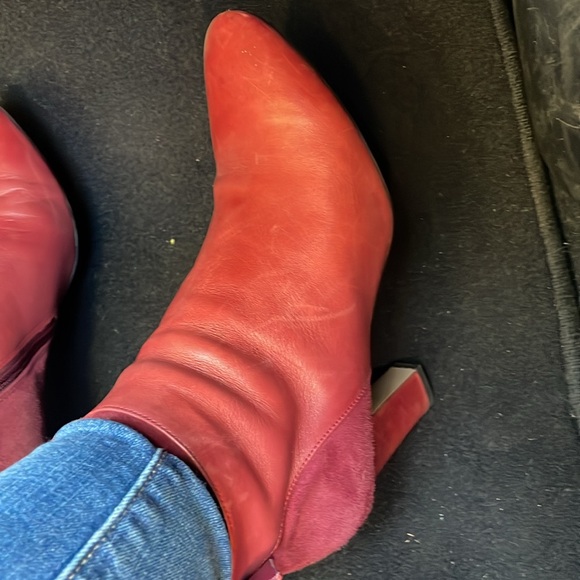 Ralph Lauren Breanne Heels Boot Bootie Red Leather 10US bow back leather bootie - Picture 2 of 12
